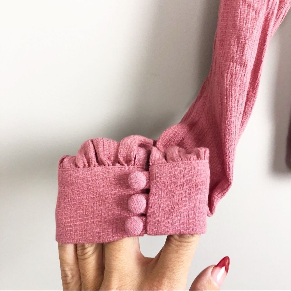 FREE PEOPLE | Maise Top Rose Pink Blouson Long Sleeves XS - Picture 7 of 12